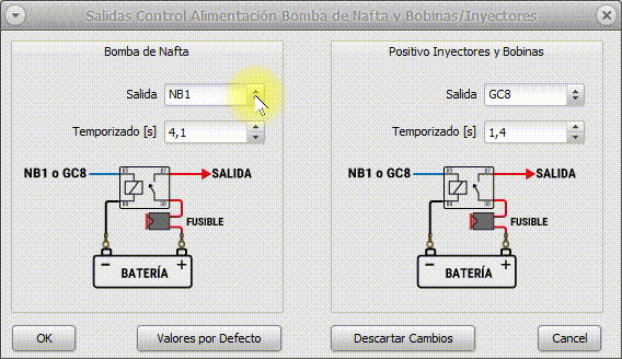 Configuración de salidas positivas